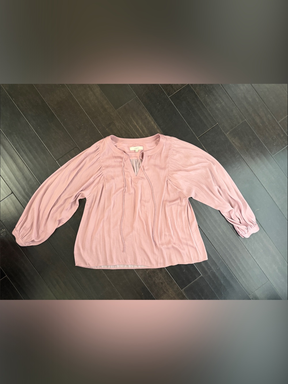 LOFT Dusty Rose Balloon-Sleeve Peasant Blouse